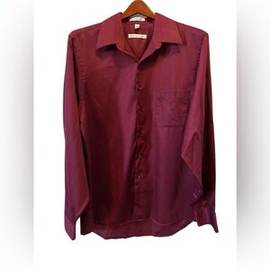 Geoffrey Beene button down in sateen burgundy size‎ large